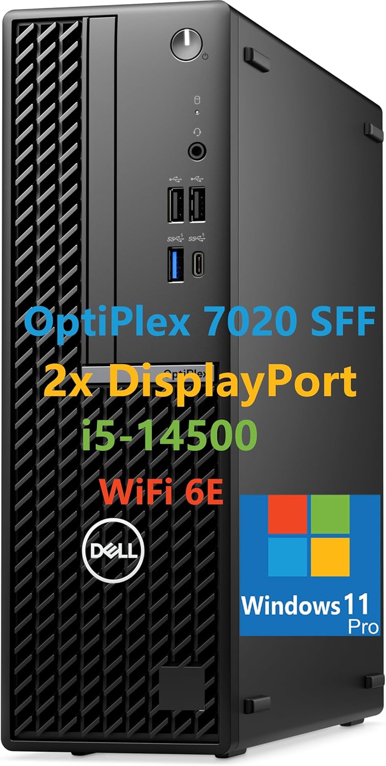 Dell 2026 OptiPlex 7020 Desktop Computers for Home & Office Business, 14th Gen Intel i5-14500, 16GB DDR5, 512GB SSD, WiFi 6E, Dual Display Support, Windows 11 Pro, Compact Small Form Factor (SFF)