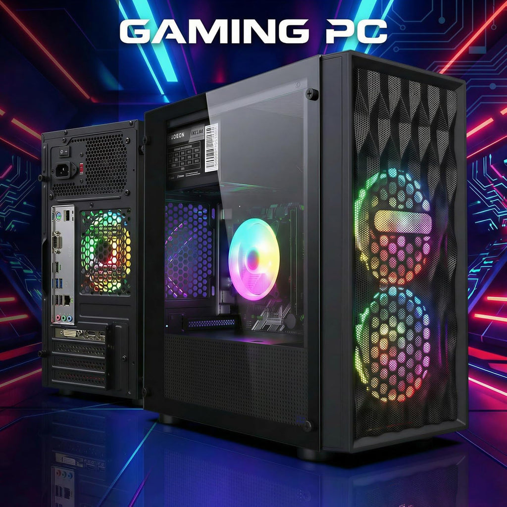 STGAubron Gaming PC Computer Desktop, Intel Core i7 8th Gen up to 4.1GHz, Radeon RX 590 8G, 16G DDR4, 512G SSD, WiFi 6 & BT 5.2, RGB Fan x2, Windows 11 Home