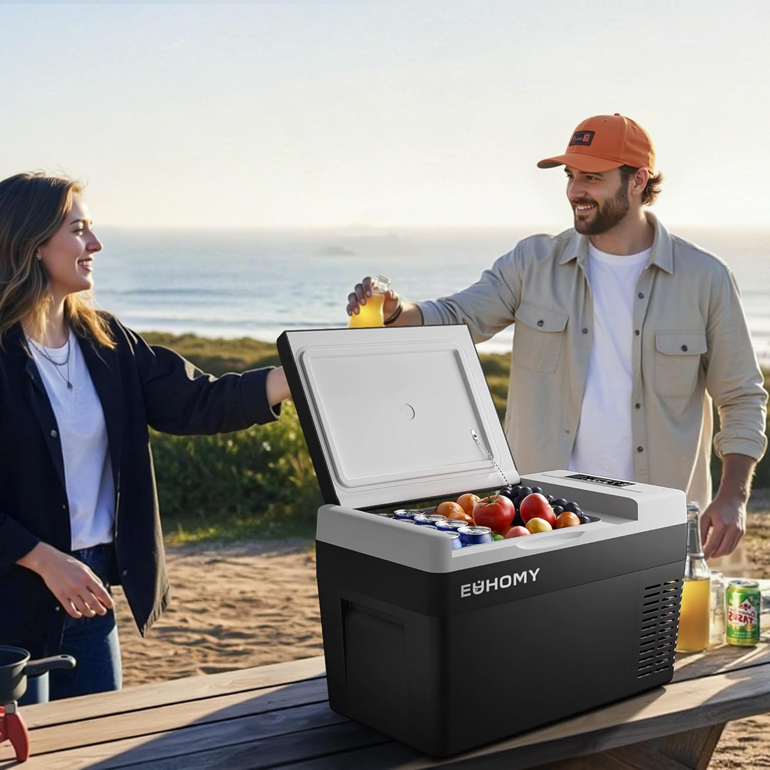 EUHOMY 12 Volt Refrigerator, 26QT(25L) Compressor Electric Cooler APP Control, Car Fridge -4℉~68℉, Portable Refrigerator 12/24V DC 110-240V AC, Portable Freezer for Camping, Travel, Boat