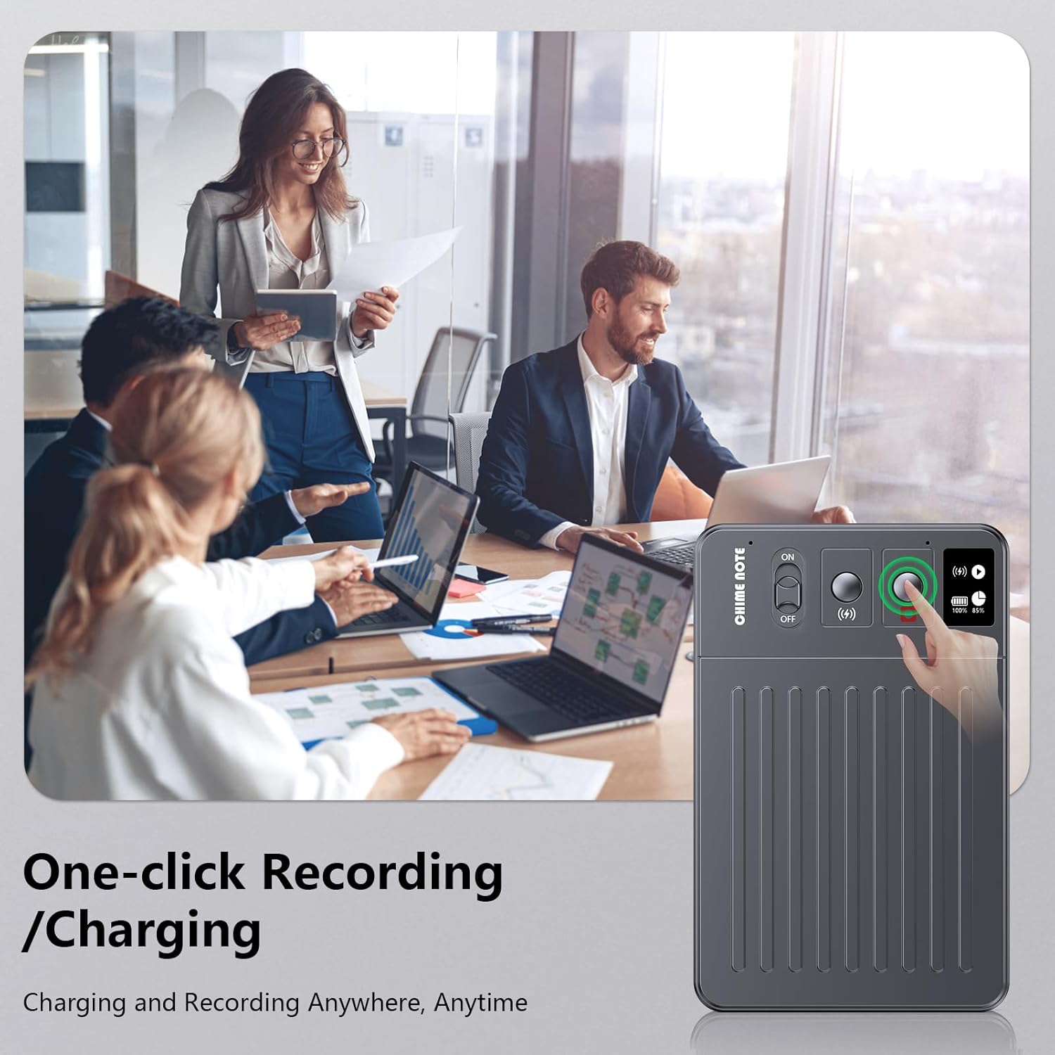 AI Voice Recorder, Voice Recorder with No Fee for Transcribe & Summarize, Empowered by ChatGPT, APP and WEB Sync, Support 107 Languages, 64GB Memory,Digital Voice Recorder for Meetings/Calls-Dark Grey