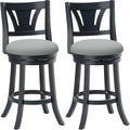 MALOL Swivel Bar Stools Set of 2, 26 Inch Counter Height Barstool with Silent Rotation, High-Density Foam Cushion, Solid Wood Frame, Footrest & Anti-Slip Pads for Kitchen Islands and Home Bars (Grey)