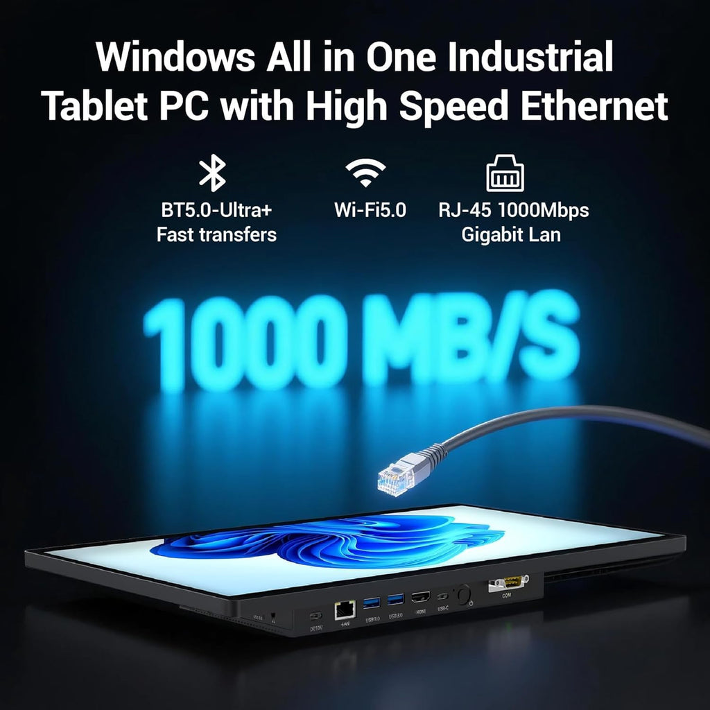 All-in-One Panel PC Industrial Touchscreen Tablet 15.6", Fanless Embedded Panel Computer Win11 Pro N5095 8GB RAM 128GB ROM, Tablet PC 1920 * 1080 IPS, 4xUSB3.0, 2xRS232, Type-C, HDMI, LAN