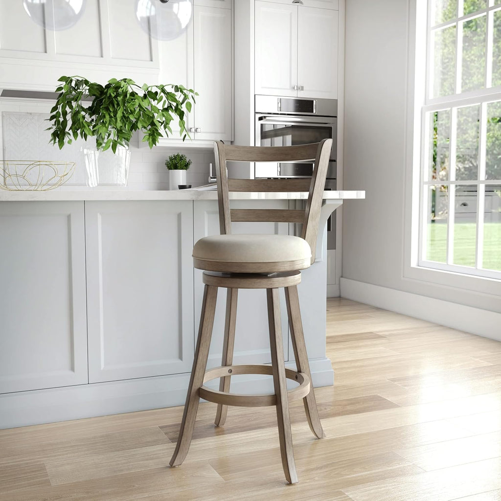 Hillsdale Laymon Modern Wood Bar Height Swivel Stool, Gray Brown