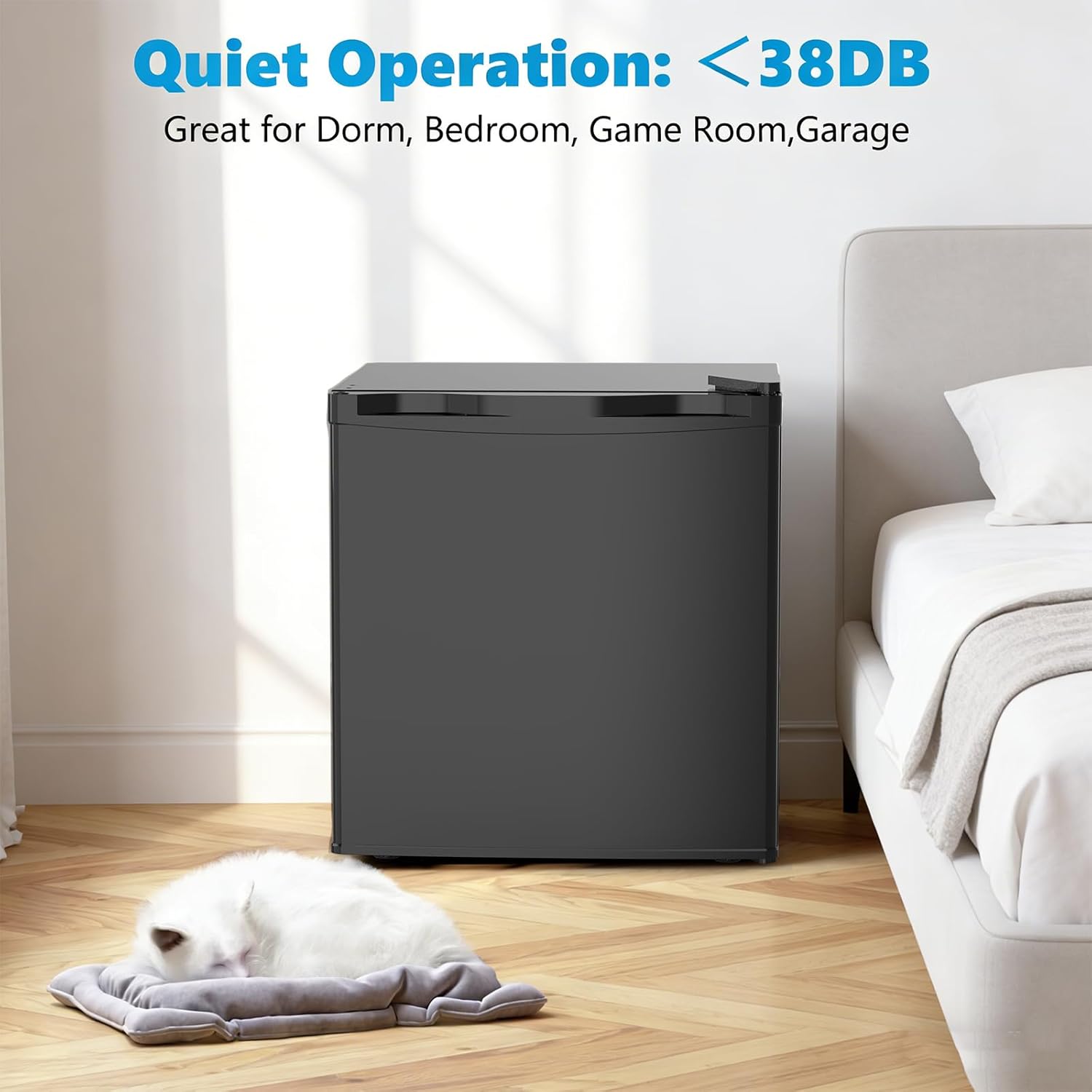 Antarctic Star Mini Fridge with Freezer, Rated 1.6 cu.ft, Small Upright Refrigerator with Removable Shelves, 7 Adjustable Thermostat, Low Noise for Bedroom/Apartment/Office,