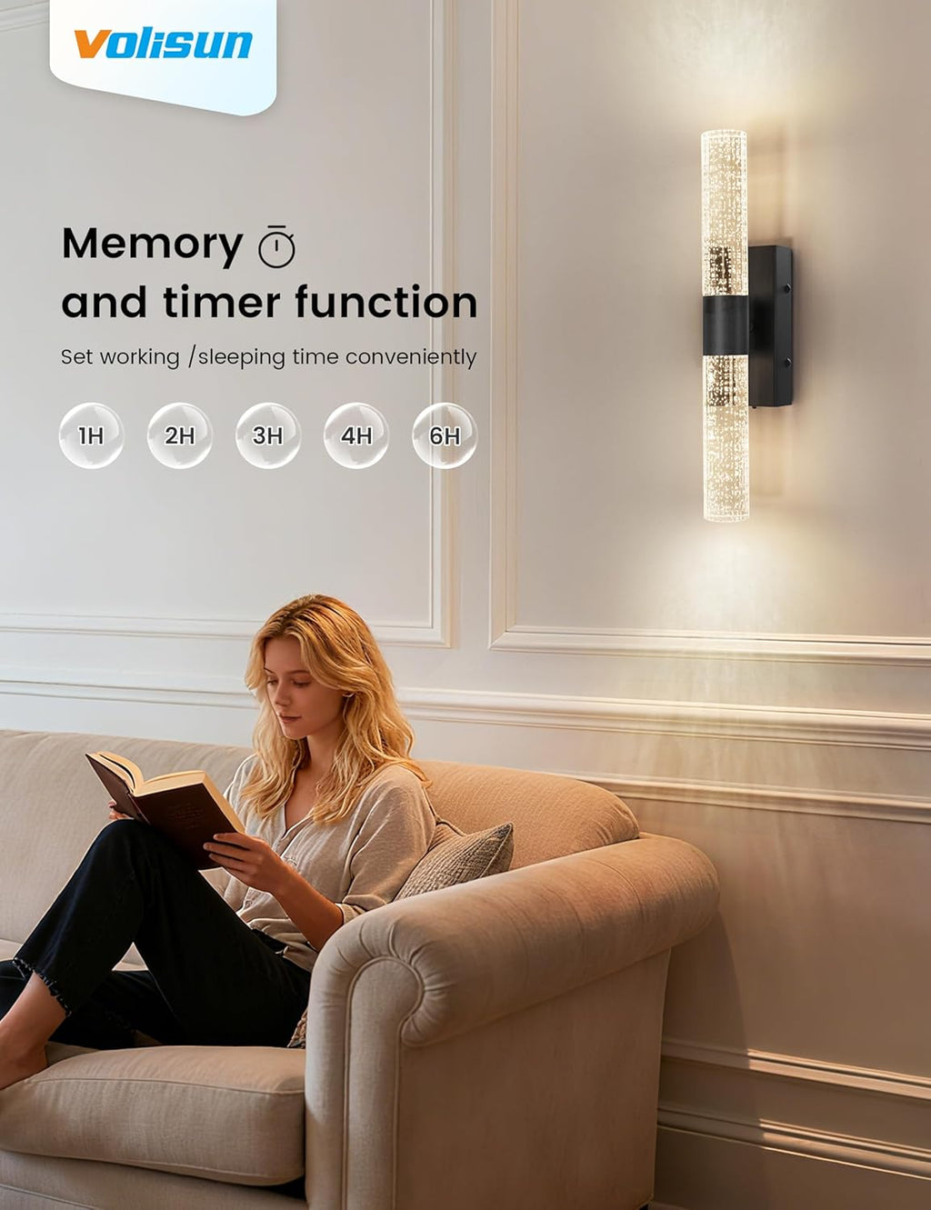 VOLISUN Battery Operated Wall Sconces Set of Two,Black Sconces Wall Decor Set of 2,Wireless Wall Sconces with Remote,Rechargeable Wall Light for Living Room,Bedroom,Bathroom,Vanity (15.3 inch)