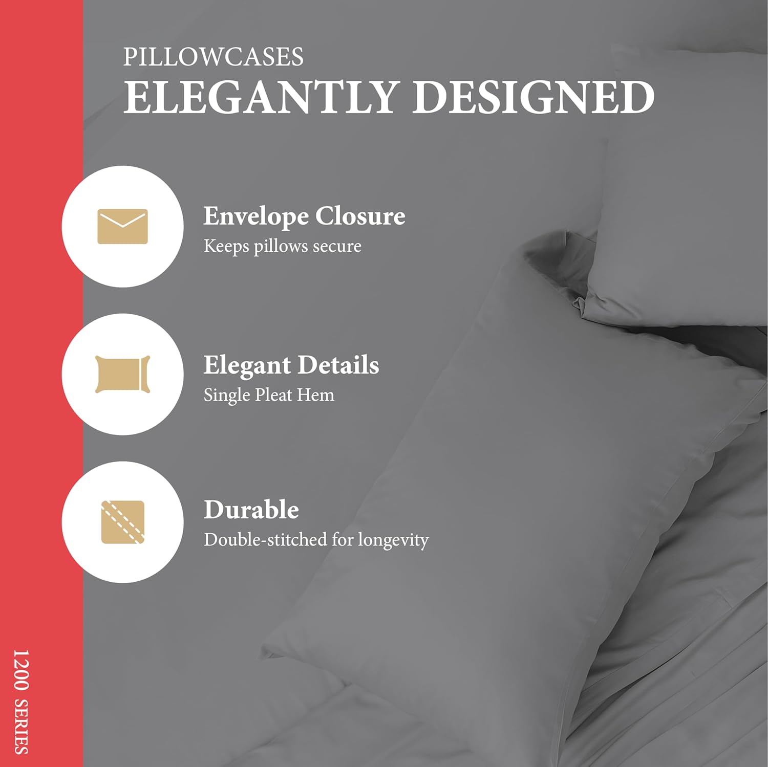 100% Egyptian Cotton King Size Sheets Set - Luxury 1200 Series Signature Collection Egyptian Cotton Sheet (4 PC, Dark Grey), Soft Cooling, Sateen Weave, 17" Deep Pocket Hotel Bed Set