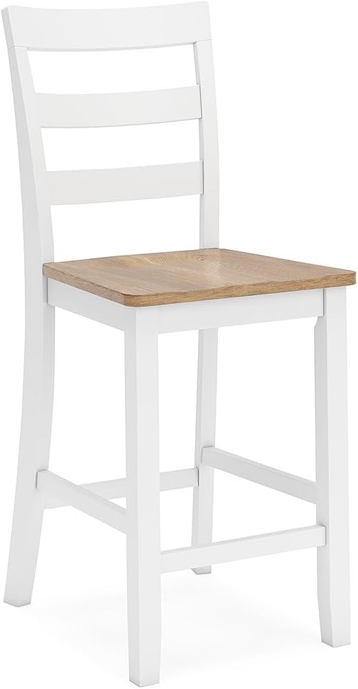 Signature Design by Ashley Gesthaven Solid Wood Frame Counter Height Barstool, Set of 2, White/Natural