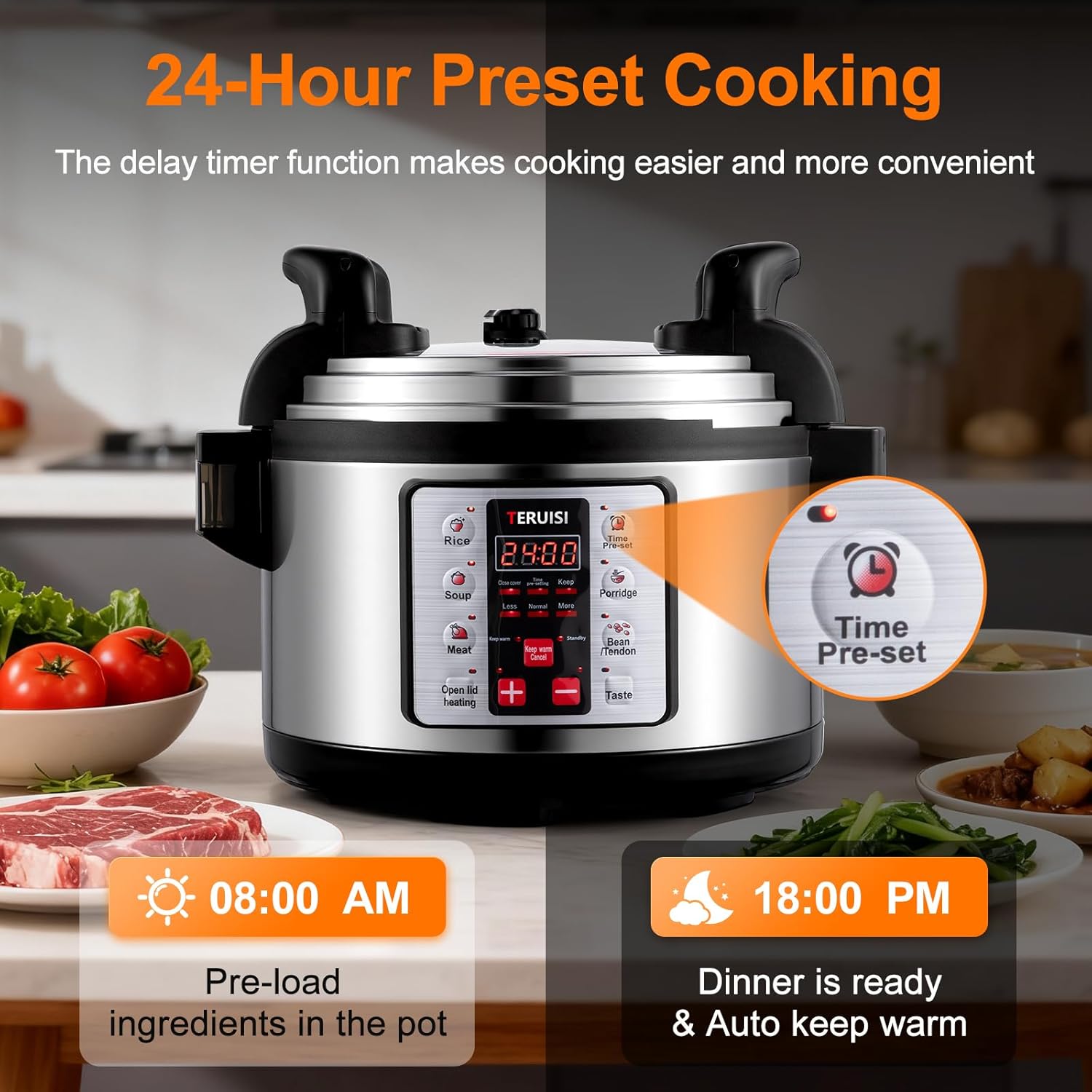 15.9QT/15L Commercial Pressure Cooker, 8-in-1 Multifunctional Large Pressure Cookers, 1700W Electric Pressure Canner with Non-stick Inner Pot, Slow Cooker Rice Maker for 25-35 People Use