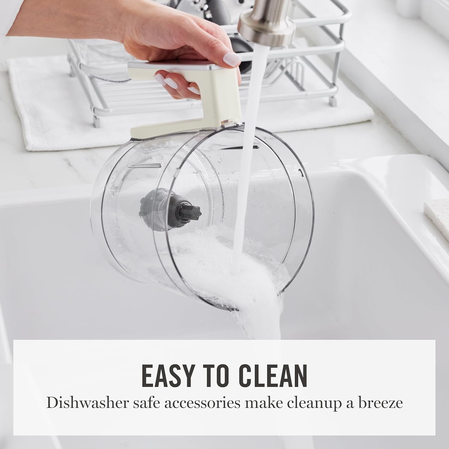 Martha Stewart Food Processor, 10-Cup Electric Chopper for Slicing, Shredding, Mincing and Puree, BPA-Free Twist & Lock Bowl, 3 Multipurpose Blades, Variable Speed Dial, Wide Feed Chute, Linen White