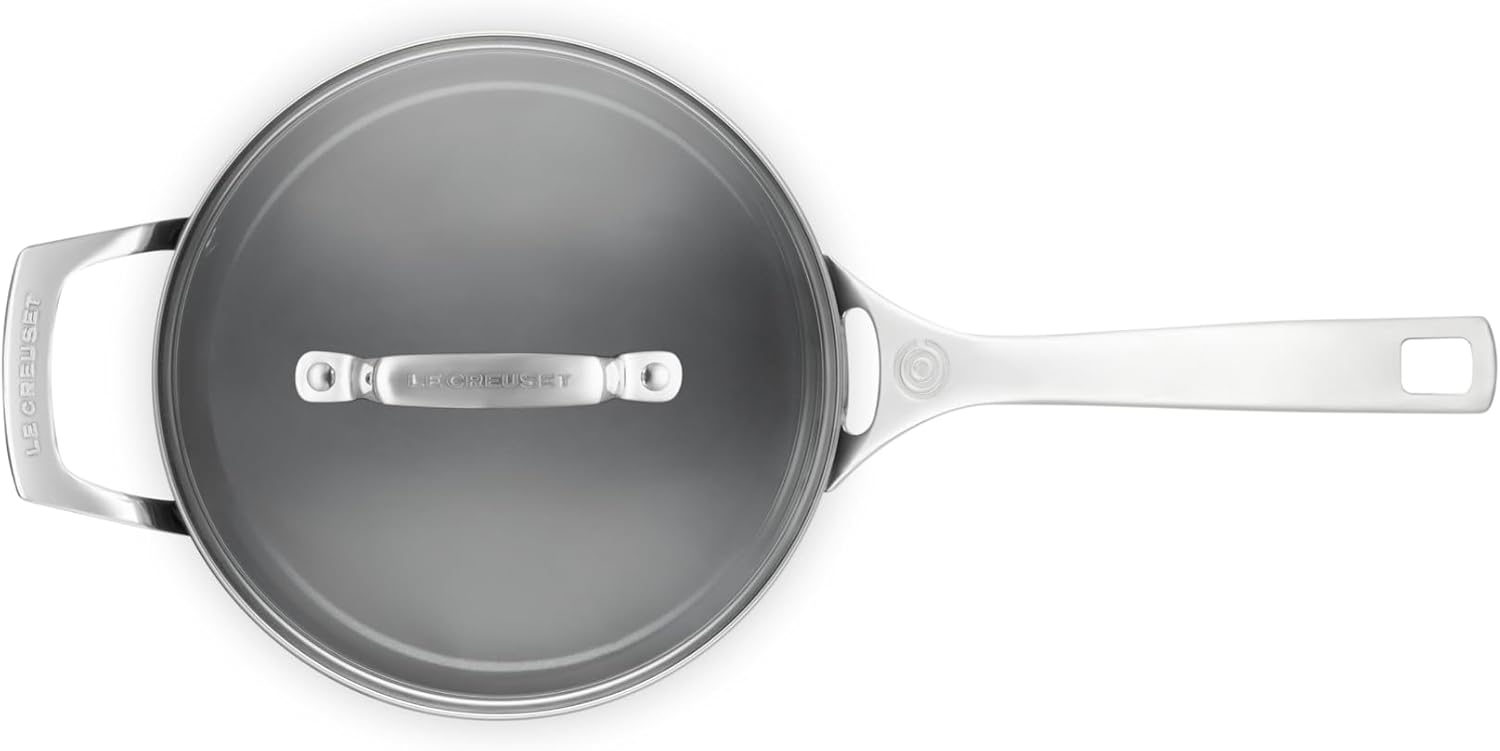 Le Creuset Essential Non-stick Ceramic Saucepan with Glass Lid, 4 qt.