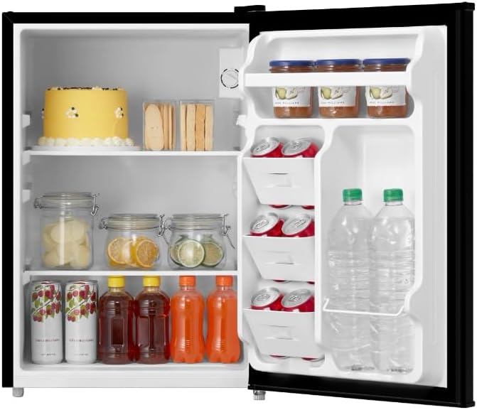 Emerson CR2700B-A Compact Refrigerator 2.7 Cu Ft, ENERGY STAR Mini Fridge with Adjustable Thermostat, Reversible Door, Glass Shelves, Manual Defrost, Black
