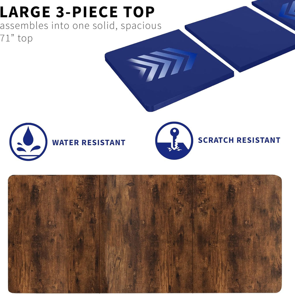 VIVO Universal 71 x 36 inch Table Top for Standard and Sit to Stand Height Adjustable Home and Office Desk Frames, Rustic Vintage Brown Extra-Wide Desktop, DESK-TOP72-36N