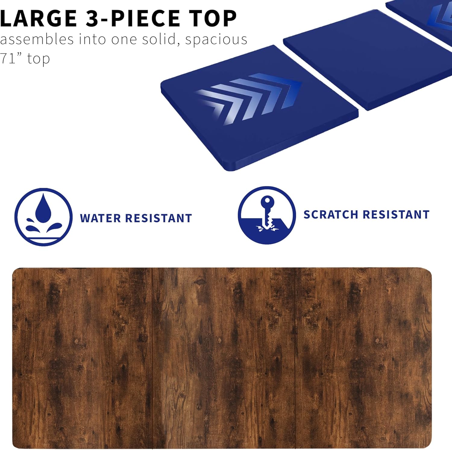 VIVO Universal 71 x 36 inch Table Top for Standard and Sit to Stand Height Adjustable Home and Office Desk Frames, Rustic Vintage Brown Extra-Wide Desktop, DESK-TOP72-36N
