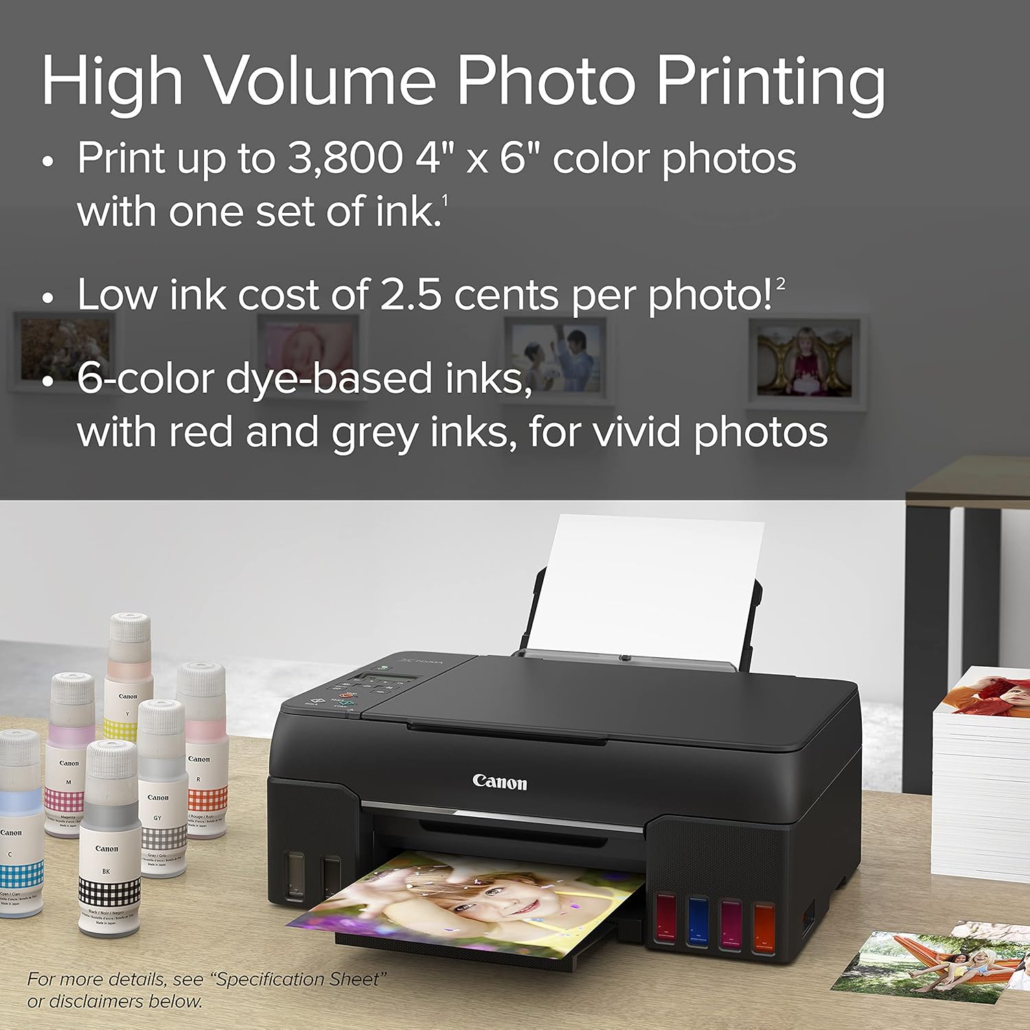 Canon PIXMA G620 Wireless MegaTank Photo All-in-One Printer Print, Copy, Scan, Black,Works with Alexa