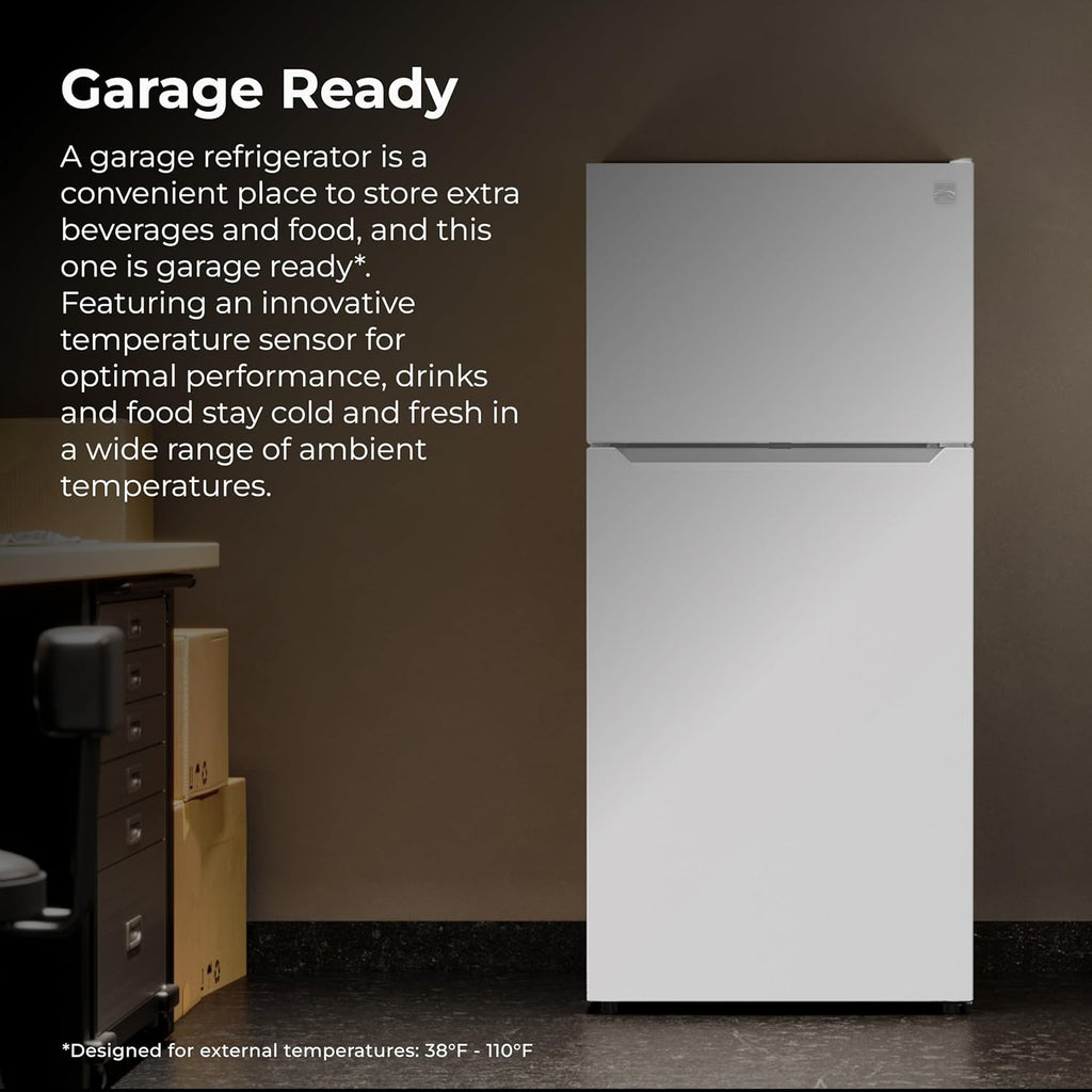 Kenmore 33" Top Mount Refrigerator with Freezer - Adjustable Shelving, Humidity-Controlled Crispers, Optional Ice Maker, LED Lighting, ENERGY STAR Certified, 25 cu. ft. Capacity - White