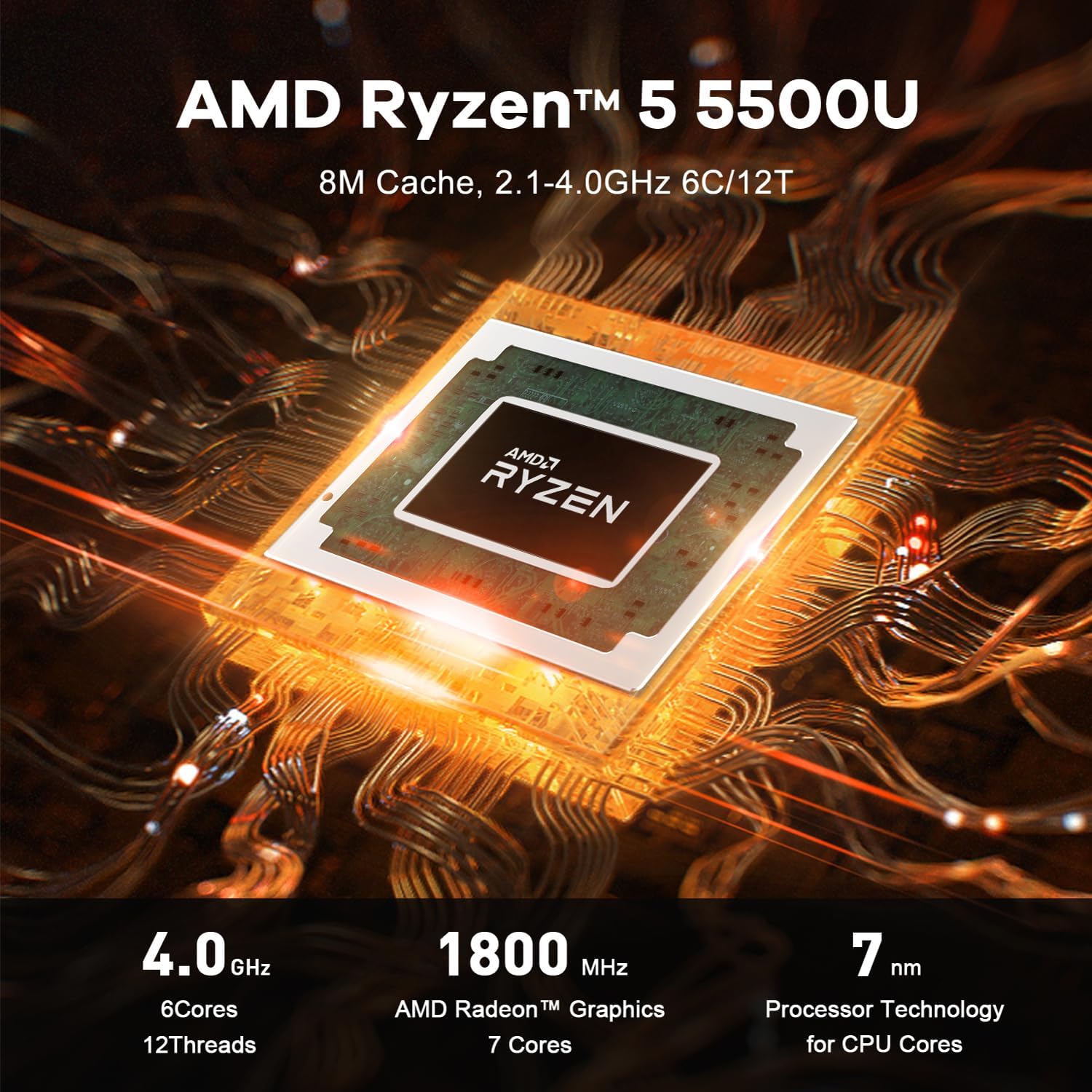 Beelink Mini PC, SER5 AMD Ryzen 5 5500U(7nm, 6C/12T) up to 4.0GHz, Mini Gaming Computer 32GB DDR4 RAM 500GB NVME SSD, Micro PC 4K@60Hz Dual Display, Mini Computer WiFi6/BT5.2/HTPC/W-11 Pro