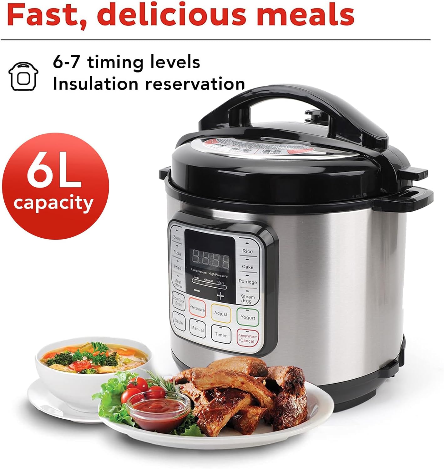 ZJchao Electric Pressure Cooker Multi Cooker 16 in 1 Stainless Steel 6L 1000W Smart Programmable Kitchen Appliance for Family Cooking Meals (US Plug 110V)