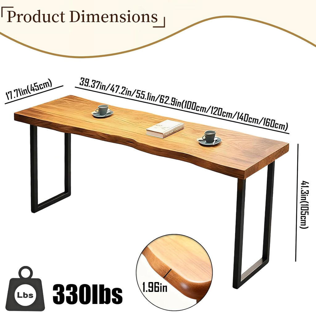 62.9in Bar Table,Solid Wood Narrow Counter Height Table, Industrial Kitchen Dining Table, for Coffee Shop, Living Room, Party Room, Small Space, Pub (62.9 * 17.71 * 41.3in)