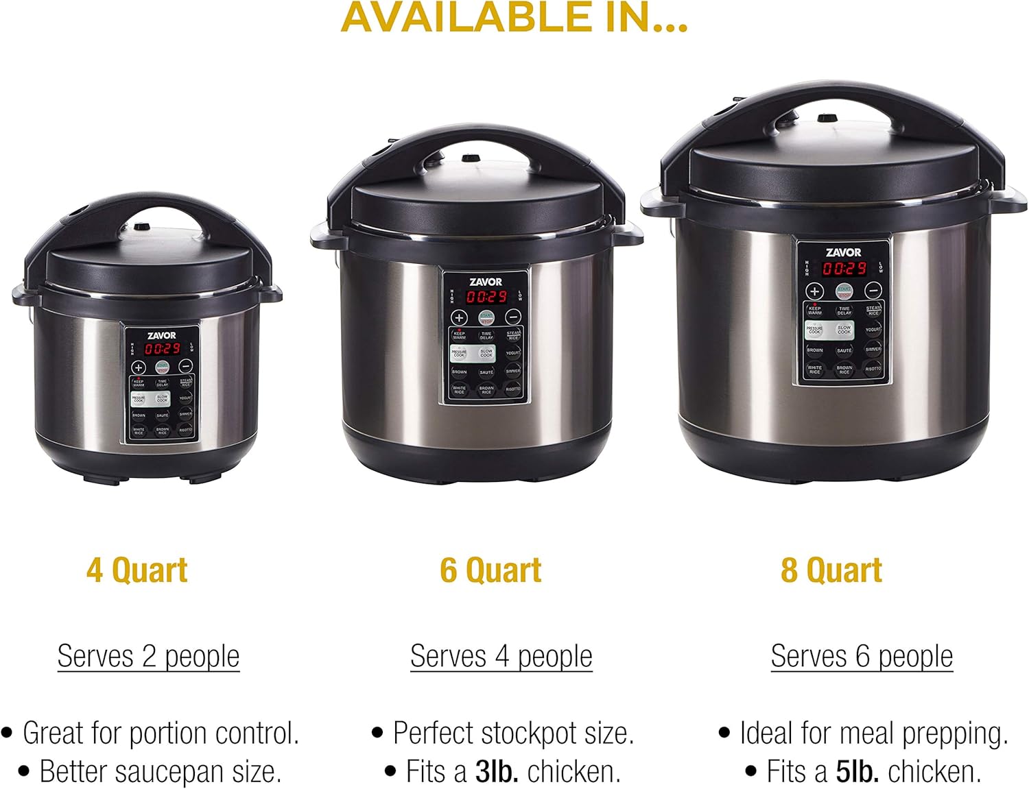 Zavor LUX 8 Quart Multi-cooker with America's Test Kitchen Multicooker Perfection Cookbook, Stainless Steel