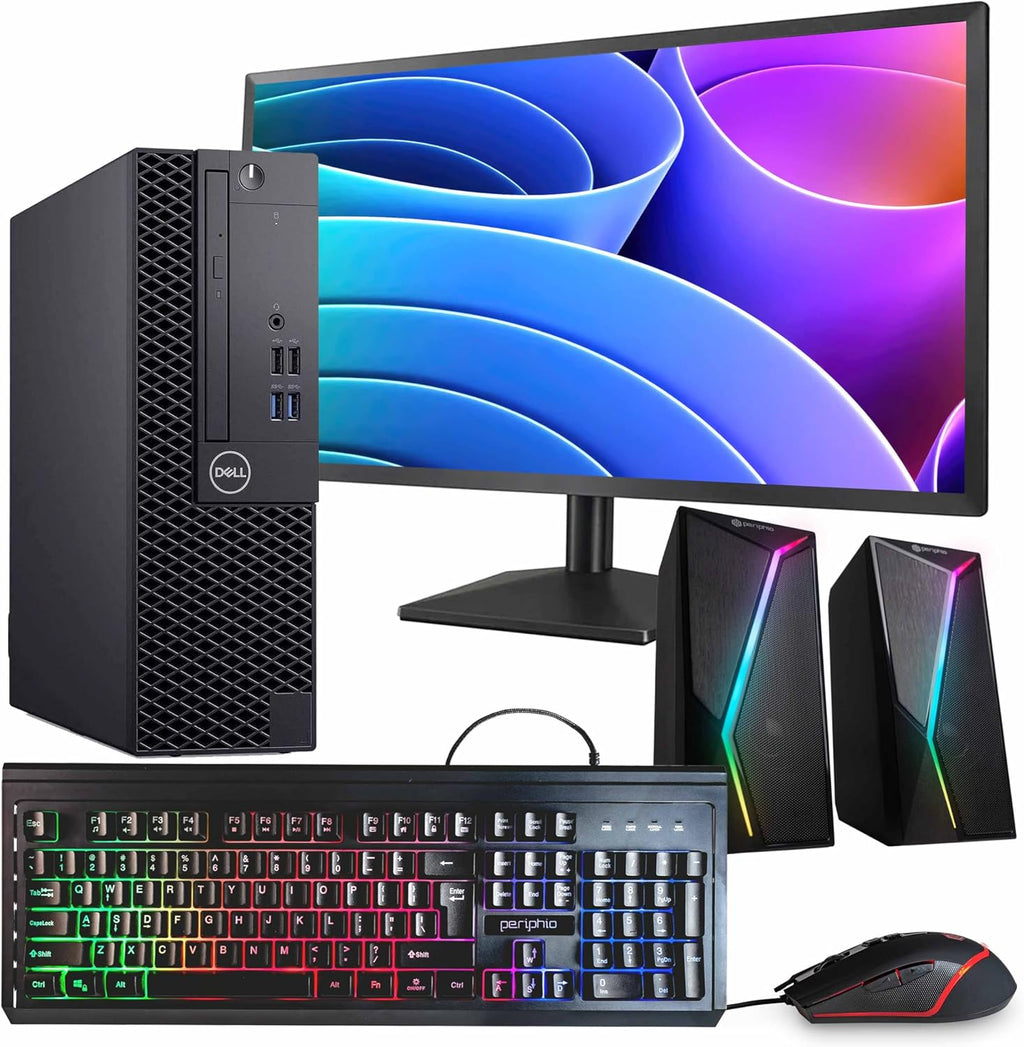 Dell OptiPlex 3060 Desktop PC | Intel Core i5 8th Gen Hexa Core | 16GB RAM | 1TB SSD | Windows 11 Pro | 24" LCD Monitor | WiFi + Bluetooth | RGB Speaker | (Renewed)