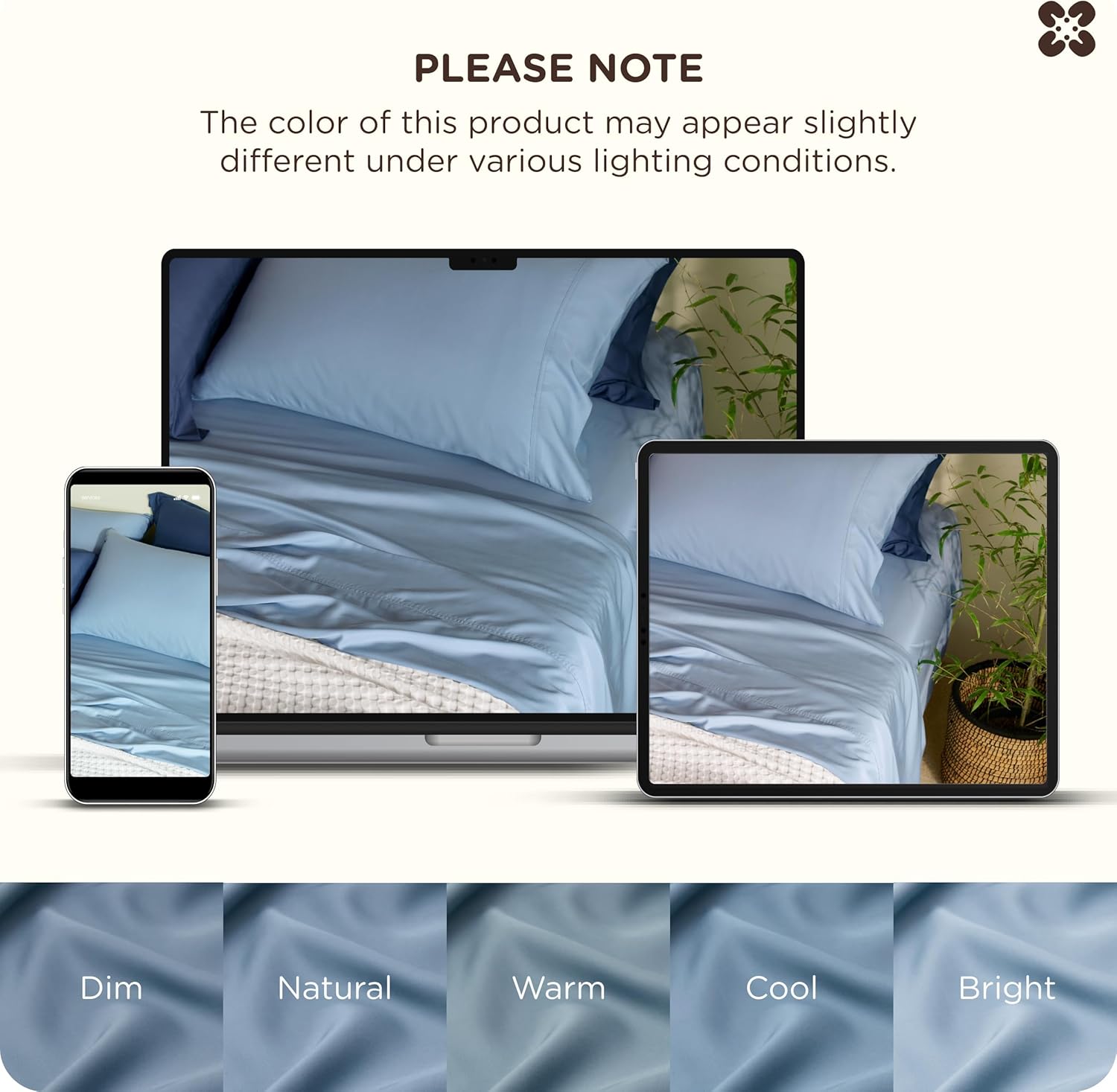 Bedsure 100% Organically Grown Bamboo Viscose Queen Sheet Set | Cooling Bedsheets for Hot Sleepers | Luxury Silky Soft PureWoven | 18" Deep Pocket with Corner Straps | Oeko-Tex Mineral Blue