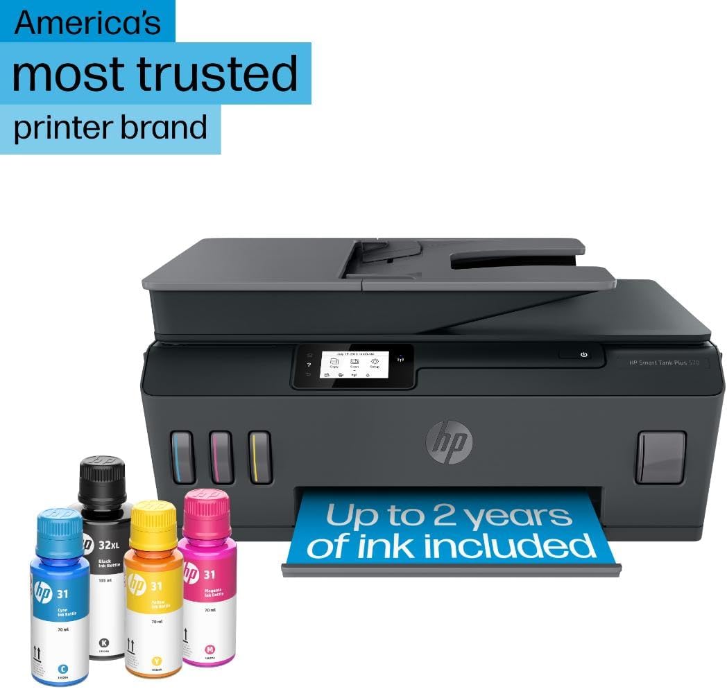 HP Smart Tank Plus 570 Wireless All-in-One Ink Tank Printer with up to 2 Years of Ink Included (5HX14A)