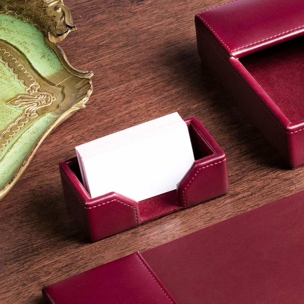 DACASSO Bonded Leather Desk Set - Luxury Leather Desk Pad & Desk Organization Essentials (Burgundy, 6 Piece)