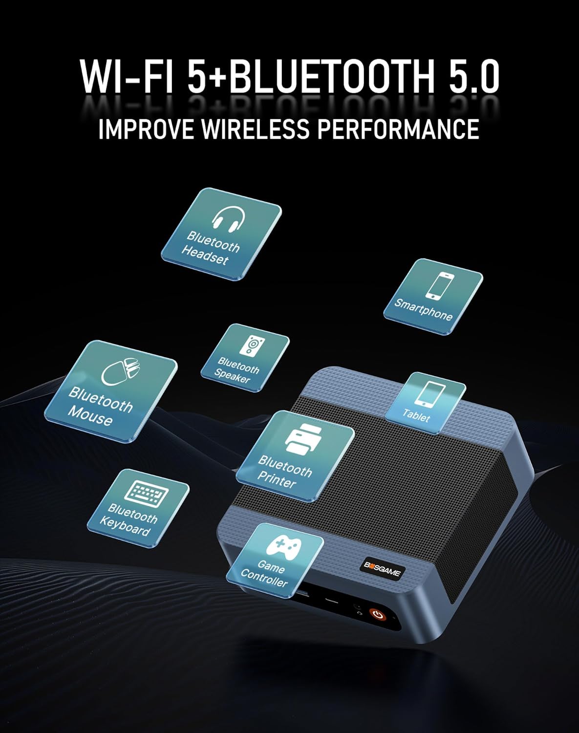 BOSGAME E5 Multi-Functional Mini PC, Ryzen 3 5300U 4C/8T, 11 Pro Dual LAN 2.5GbE Desktop Computers, 16GB DDR4 1TB PCIe SSD, Triple Displays 4K 60Hz, HDMI 2.0, DisplayPort, USB-C, Wi-Fi 5, BT 5.0
