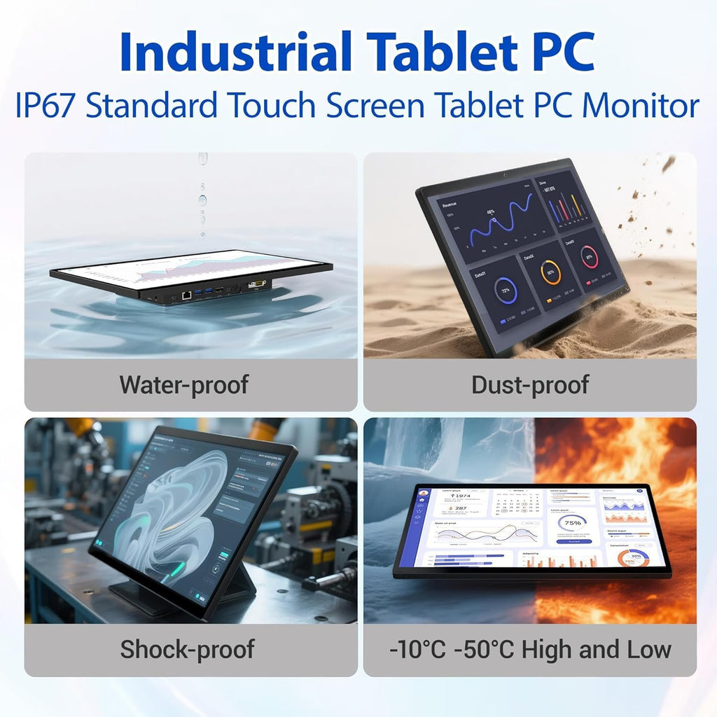 HIGOLEPC 15.6" Industrial All-in-One Tablet Panel PC, Win 11 Pro Computer with Celeron N5095 8GB RAM 128GB ROM, 1920 * 1080 IPS Touchscreen, 4X USB 3.0, RS232, LAN, HDMI, Type-C