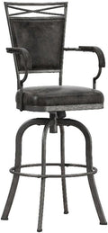 Hillsdale Bridgetown Metal Bar Height Swivel Stool, Pewter