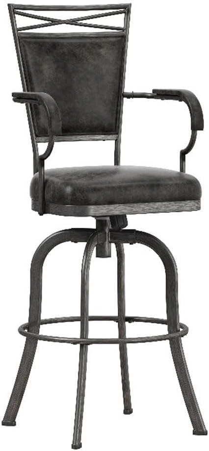 Hillsdale Bridgetown Metal Bar Height Swivel Stool, Pewter