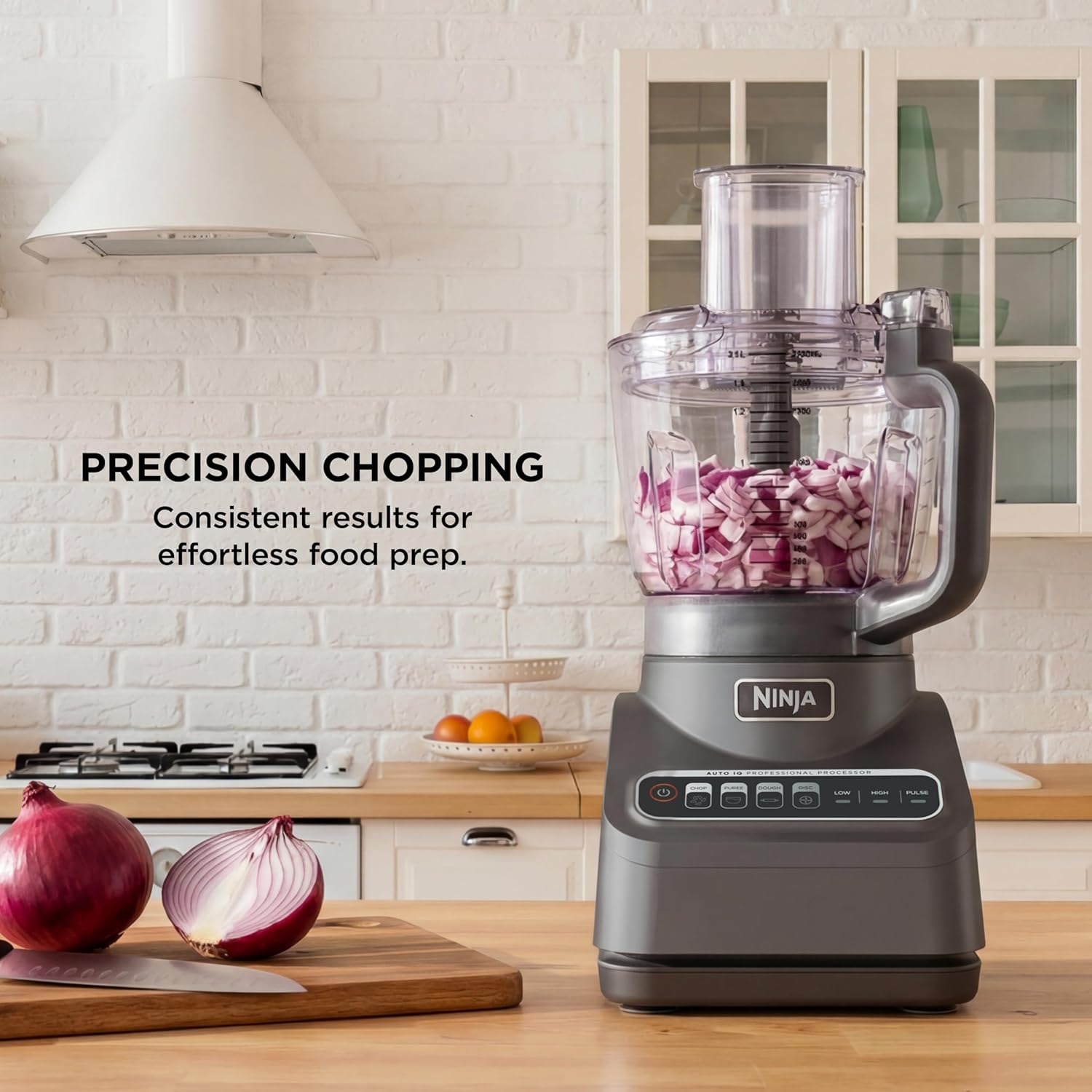 Ninja Food Processor, Professional Plus, 1000 Peak Watts, 4 Functions for Chopping, Slicing, Purees & Dough with 9-Cup Processor Bowl, 3 Blades, Food Chute & Pusher, Grey, BN601
