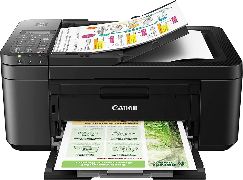 Canon PIXMA TR4720 All-in-One Wireless Printer with Auto Document Feeder, Mobile Printing, Copy, Fax and Scanner Black 5074C002 Bundle with DGE USB Connection Cable + Print Like A Pro Guidebook Kit