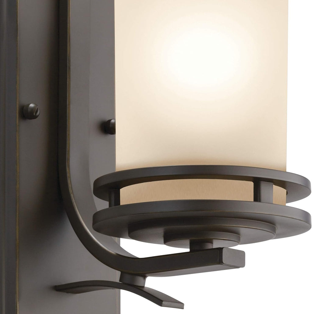 Kichler Hendrik 12” Wall Light Fixture in Olde Bronze with Umber Etched Glass, 1-Light Wall Lamp for Bedroom or Living Room, 5076OZ
