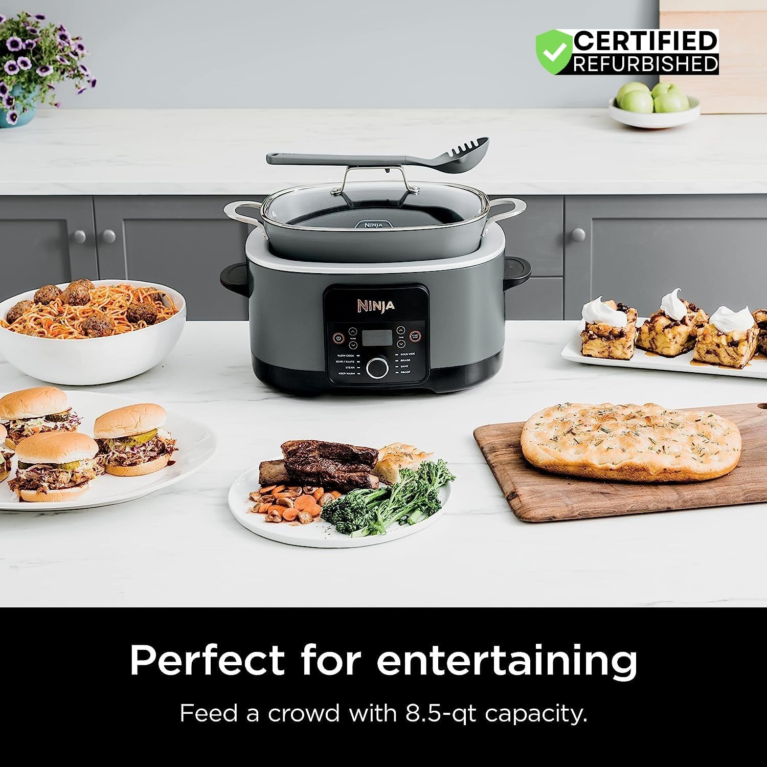 Ninja MC1001 Foodi Possible Slow Cooker PRO Multi-Cooker (Renewed) Bundle with 2 Year Enhanced Protection Pack