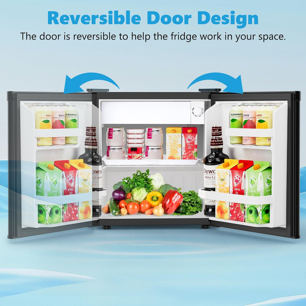 Antarctic Star Mini Fridge with Freezer, Rated 1.6 cu.ft, Small Upright Refrigerator with Removable Shelves, 7 Adjustable Thermostat, Low Noise for Bedroom/Apartment/Office,