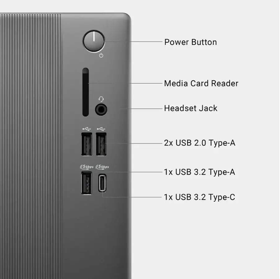 Dell Ect1250 Tower Desktop PC – Intel Core Ultra5225 (10‑Core) | 32GB DDR5 RAM | 1TB NVMe SSD | Intel UHD Graphics | Bluetooth & Wi-Fi 6 | Windows 11 Pro | Keyboard & Mouse | Black
