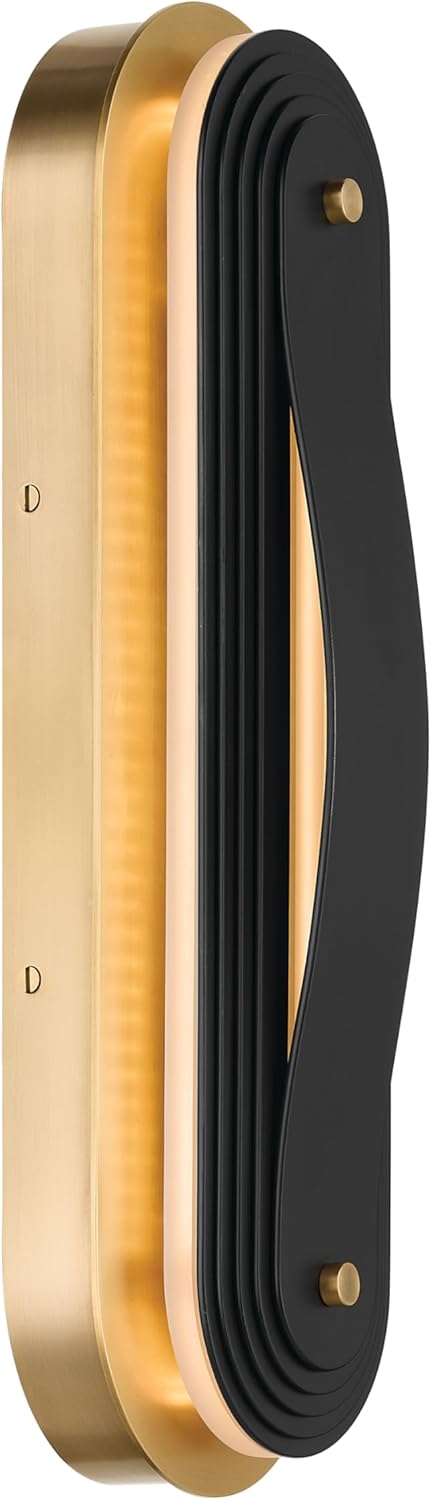 Kichler Tauri 17.5 Inch Modern Medium LED Sconce Wall Light, in Lacquered Brass, Wall Mount Vertically or Horizontally, (17.5" H x 5.25" W), 52810LBRLED