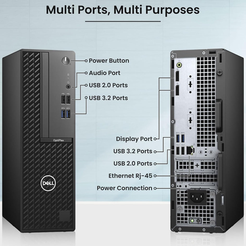 Dell OptiPlex SFF Desktop PC | Intel Core i5-10th Gen | 16GB DDR4 RAM | 256GB SSD | Dual 22" Monitor | Wireless Keyboard Mouse | Built-in WiFi | Business Office Computer | Windows 11 Pro (Renewed)