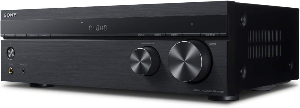 Sony STRDH190 2-ch Stereo Receiver with Phono Inputs and Bluetooth Bundle with 100ft of Speaker Wire and 5 Pairs of Banana Plugs (3 Items)