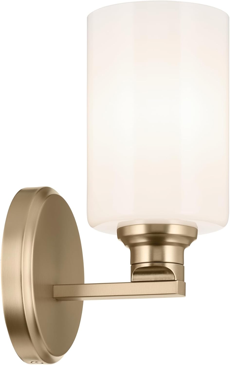 Kichler Gioe 5" 1-Light Wall Sconce Bathroom Vanity Light with Opal Glass in Champagne Bronze, Damp Rated for Powder Room, Kitchen, Hallway, Bedroom (5" W x 9.5" H), 55224CPZ