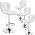 Yaheetech Bar Stools Set of 4, Modern Adjustable Kitchen Island Chairs with Back, 300 lbs Capacity PU Leather Swivel Counter Height Stools, White