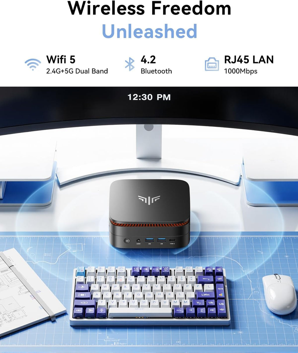 KAMRUI Pinova P1 Mini PC Computer, AMD Ryzen 4300U (Beats i3-10110U/3500U), 16GB RAM 256GB SSD, Mini Desktop Computer Support Triple 4K, USB-C, WiFi, Bluetooth, Ethernet for Business, Education, Home