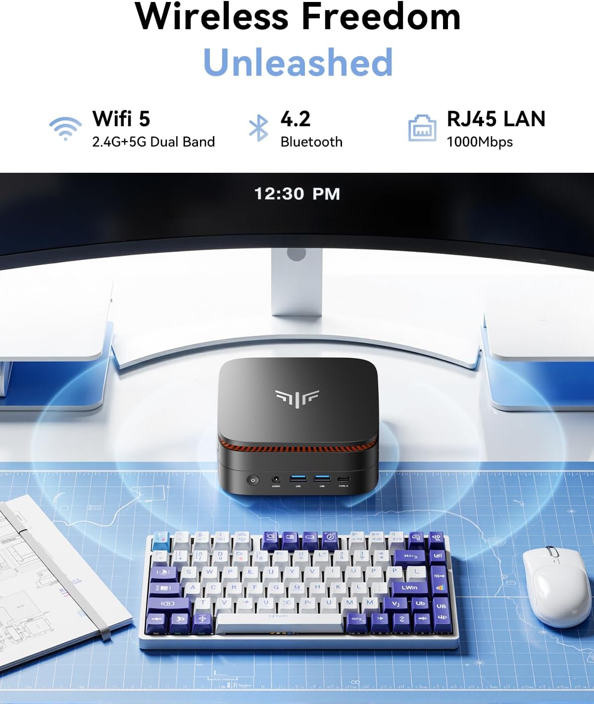 KAMRUI Pinova P1 Mini PC Computer, AMD Ryzen 4300U (Beats i3-10110U/3500U), 16GB RAM 256GB SSD, Mini Desktop Computer Support Triple 4K, USB-C, WiFi, Bluetooth, Ethernet for Business, Education, Home