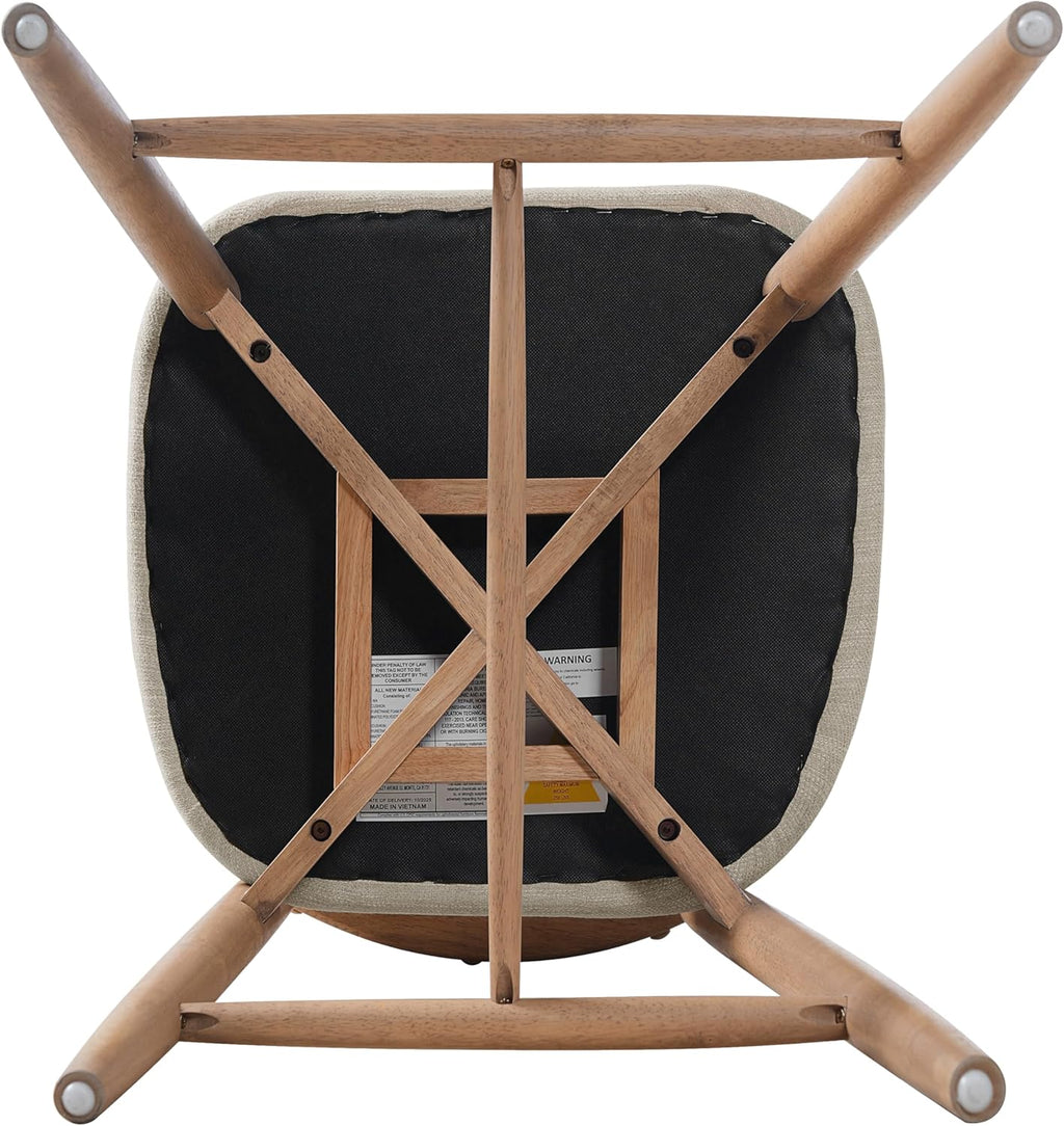 Christopher Knight Home Mundo Counter Height Bar Stools Set of 2, Fabric Upholstered Counter Stools and Curved Backrest, Rubberwood Kitchen Island Armchair with Splayed Legs, Beige + Natural