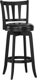 Hillsdale Presque Isle Wood Swivel Stool with Faux Leather Seat, Bar Height, Black
