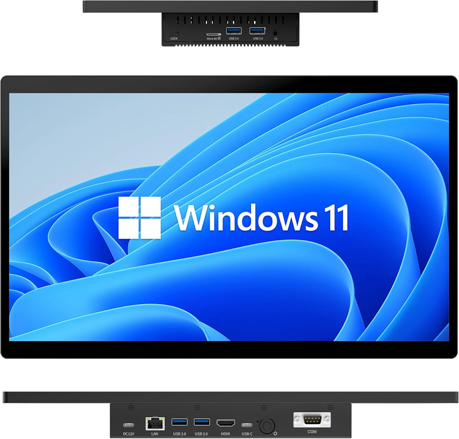 All-in-One Panel PC Industrial Touchscreen Tablet 15.6", Fanless Embedded Panel Computer Win11 Pro N5095 8GB RAM 128GB ROM, Tablet PC 1920 * 1080 IPS, 4xUSB3.0, 2xRS232, Type-C, HDMI, LAN