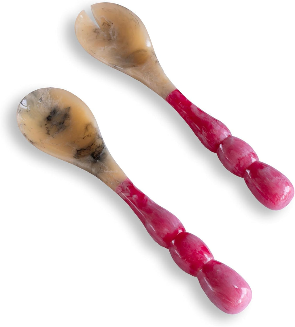 Beatriz Ball RESIN Rio Bubble Salad Servers (Red) – Hand-Poured, Stylish, Lightweight & One-of-a-Kind Artisanal Serveware
