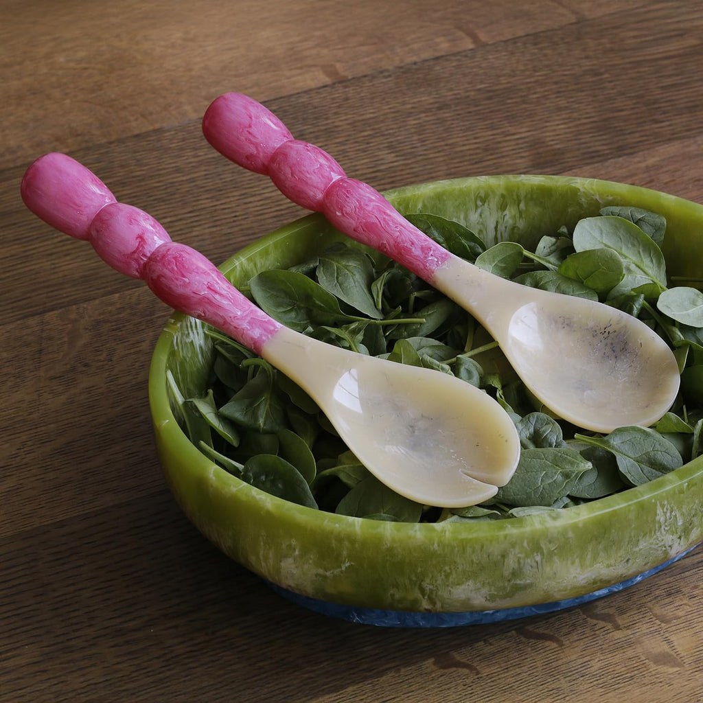 Beatriz Ball RESIN Rio Bubble Salad Servers (Red) – Hand-Poured, Stylish, Lightweight & One-of-a-Kind Artisanal Serveware