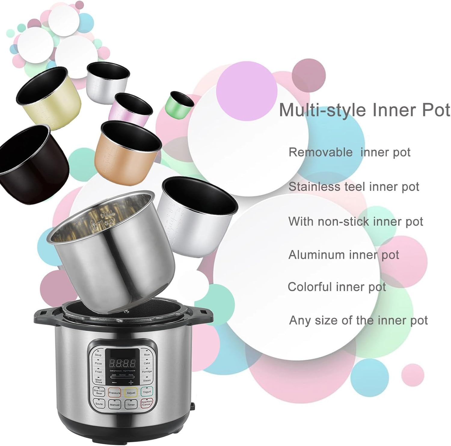16 in 1 Multi Cooker, Dishwasher Stainless steel Pressure Cooker for Slow Cooker Rice Cooker Steam Pot Food Warmer (US Plug 110V)